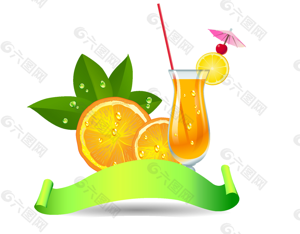 清新鲜榨橙汁装饰图