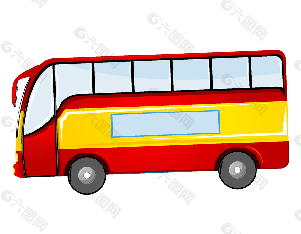 写实红色大巴车装饰图