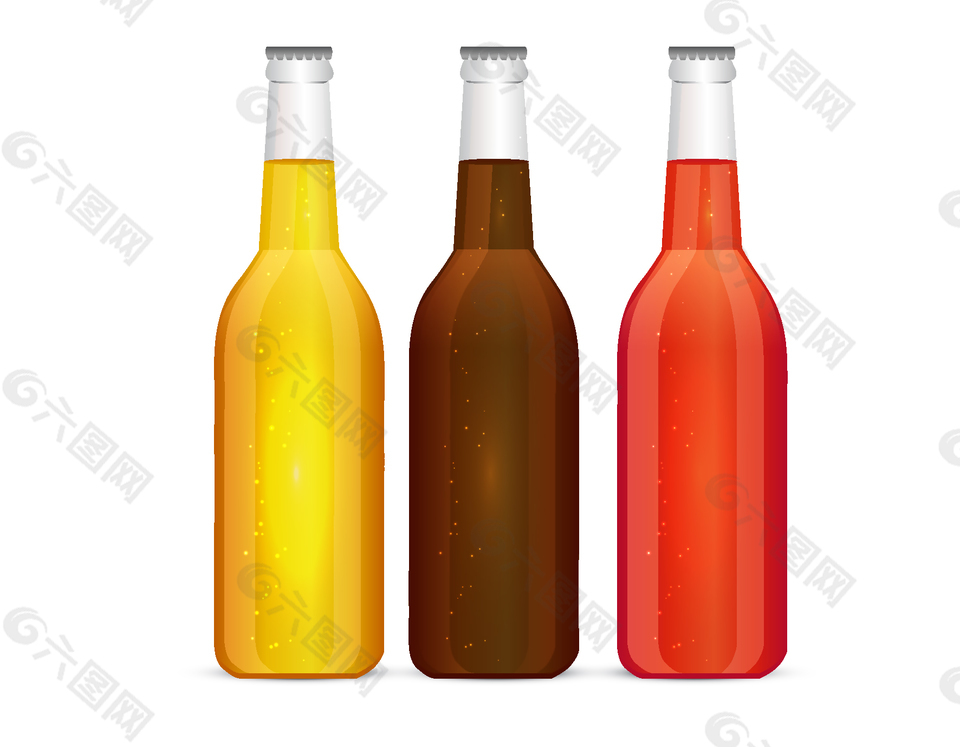 手绘彩色瓶装饮料装饰图