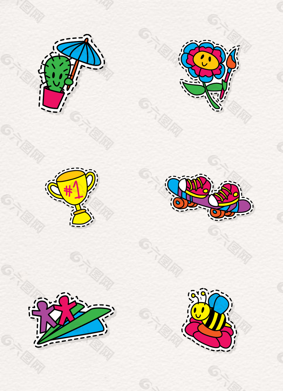 矢量虚线边框儿童贴纸元素