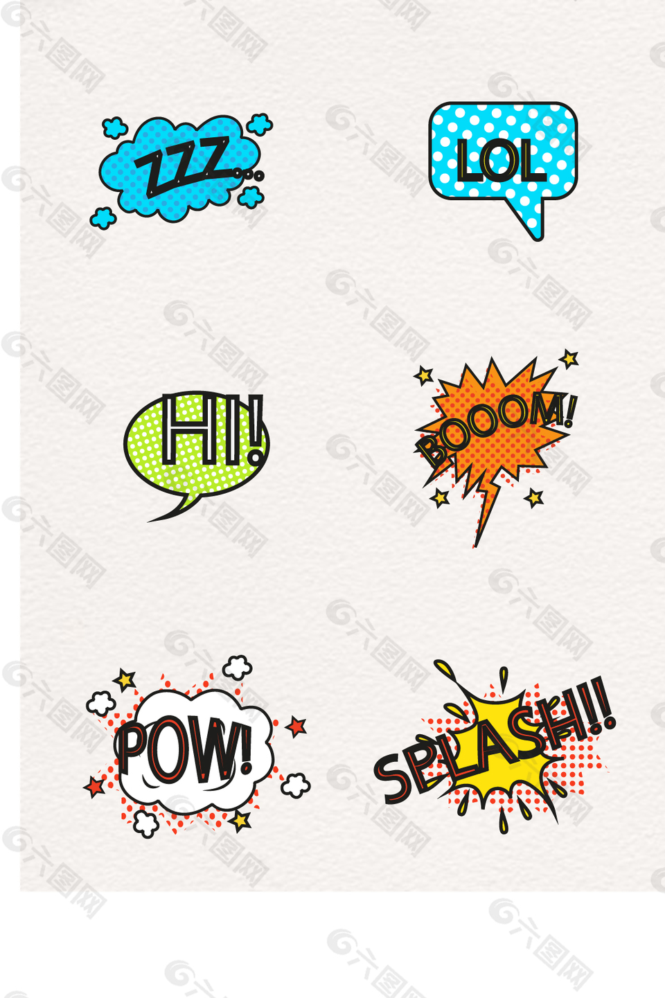 英文卡通波普风格元素
