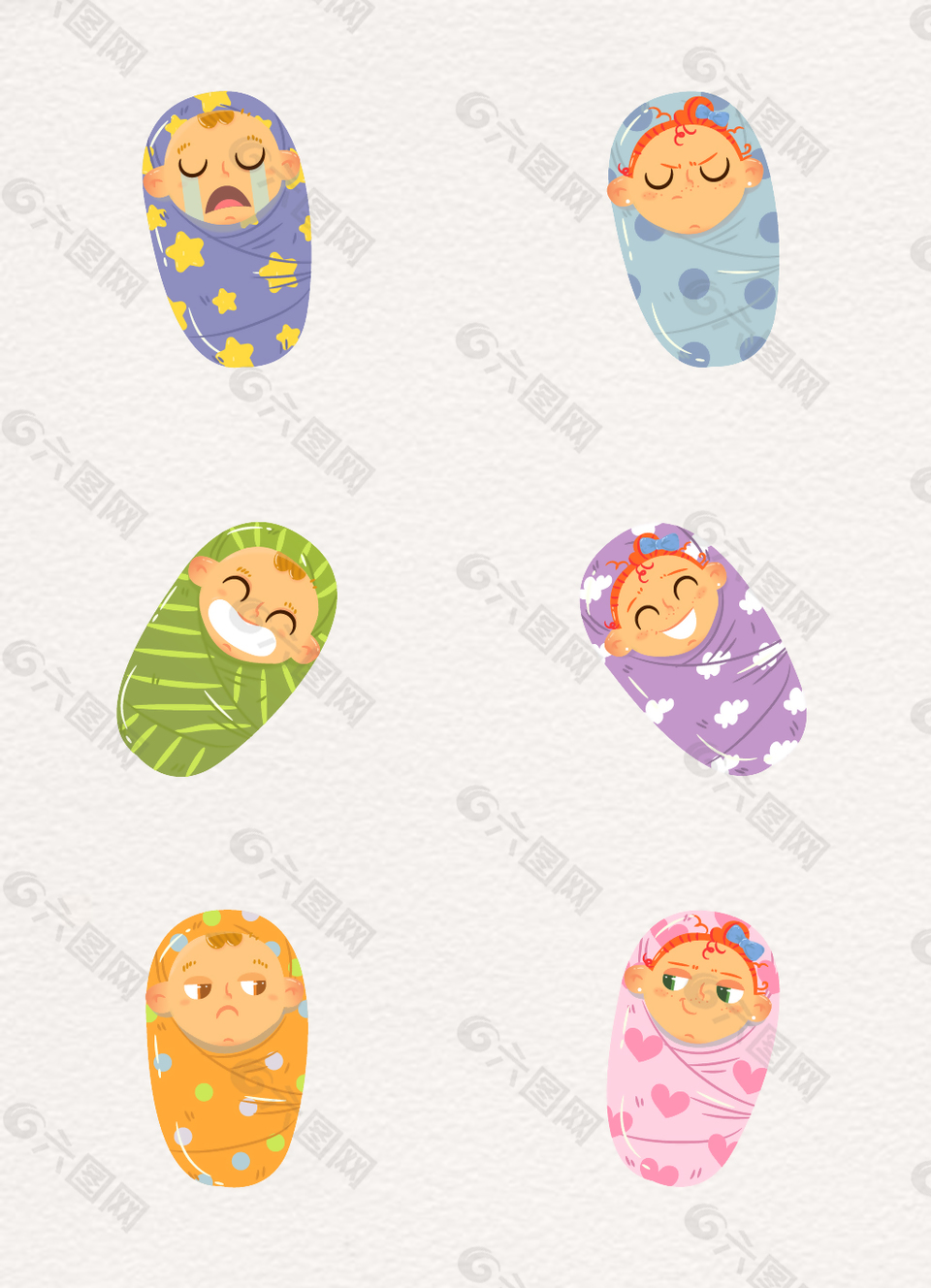 卡通彩色刚出生的宝宝矢量设计