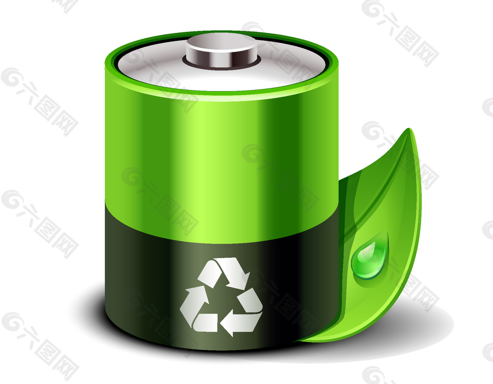 卡通绿色可循环电池元素