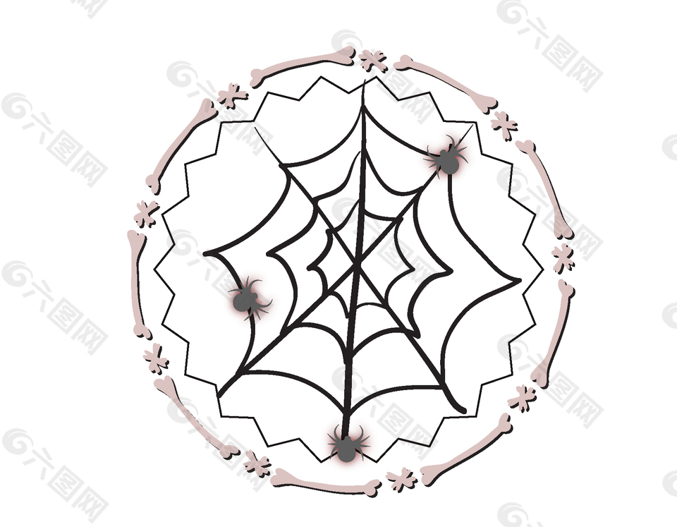 简约线条几何蜘蛛网元素
