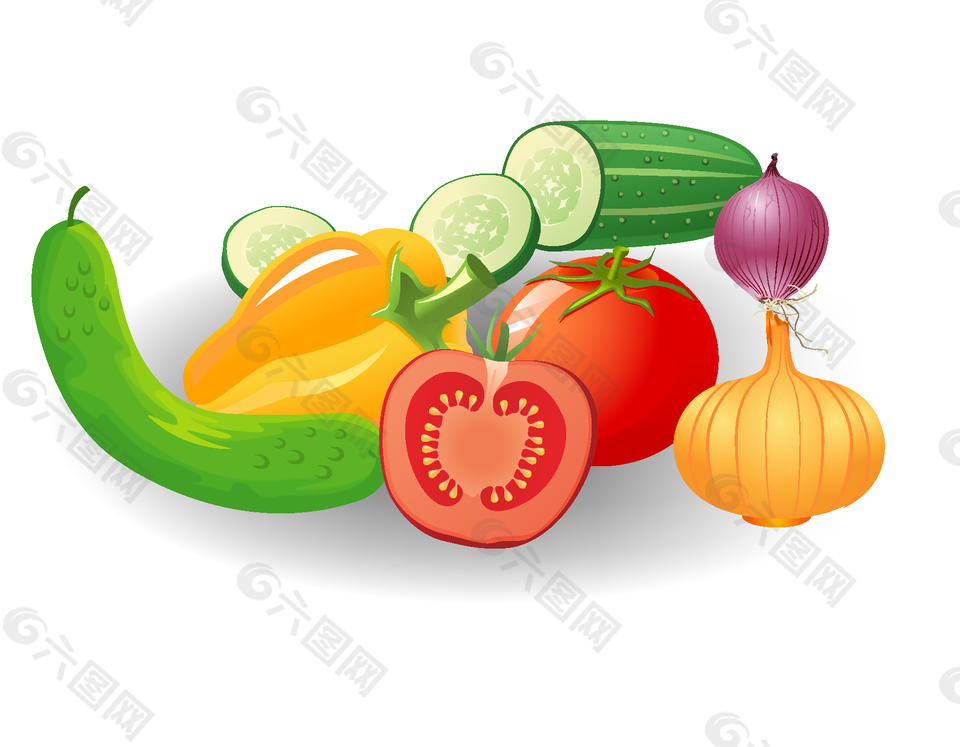 卡通彩色蔬菜有机元素