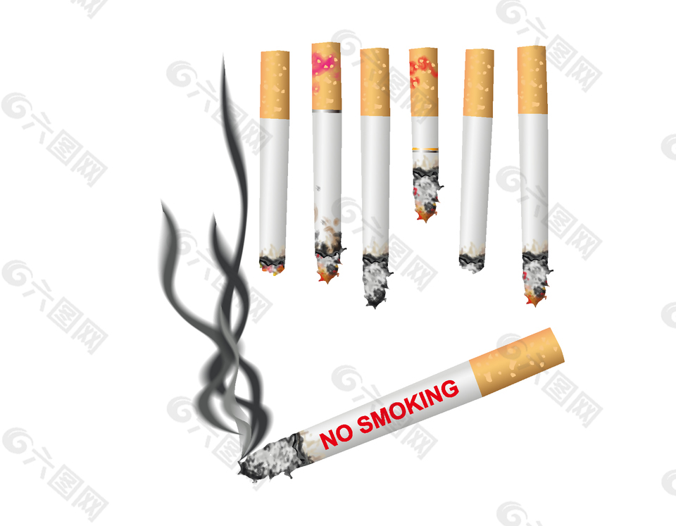 卡通吸烟有害健康元素