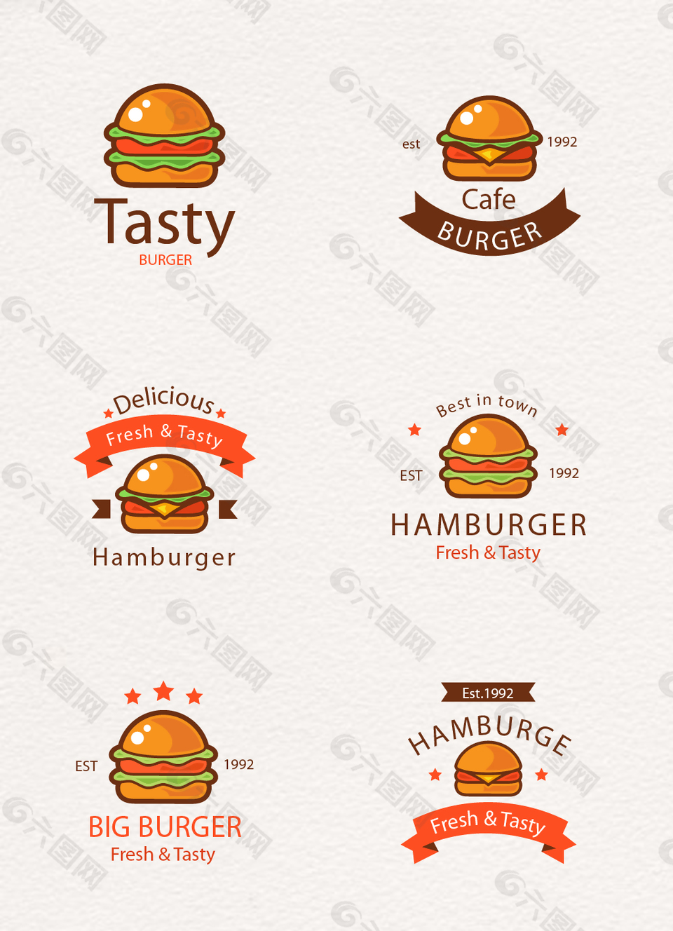 彩色汉堡包标志矢量素材