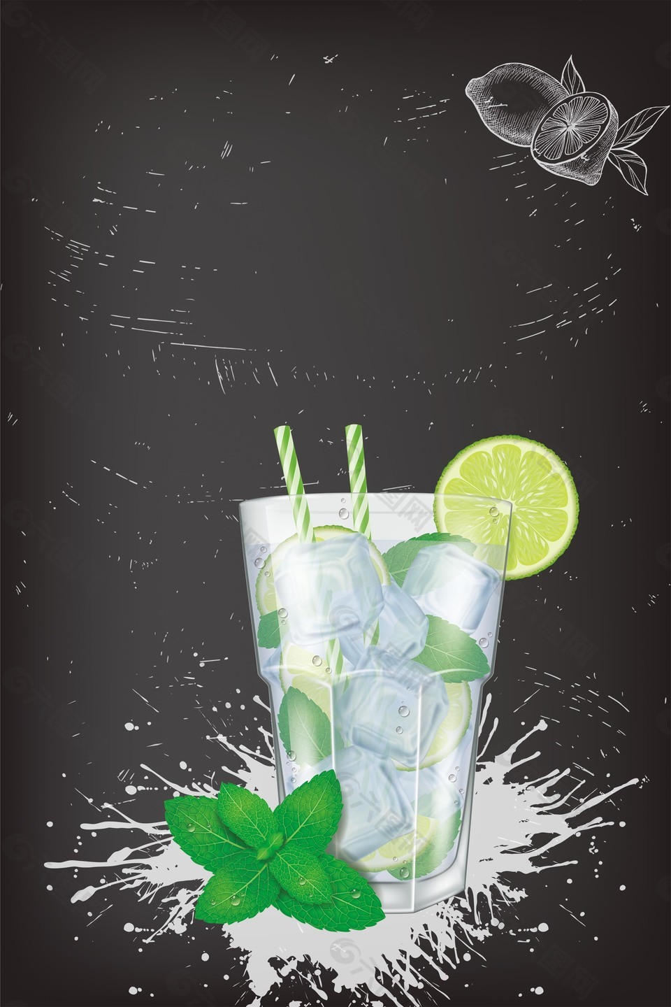 夏天清新柠檬茶海报背景