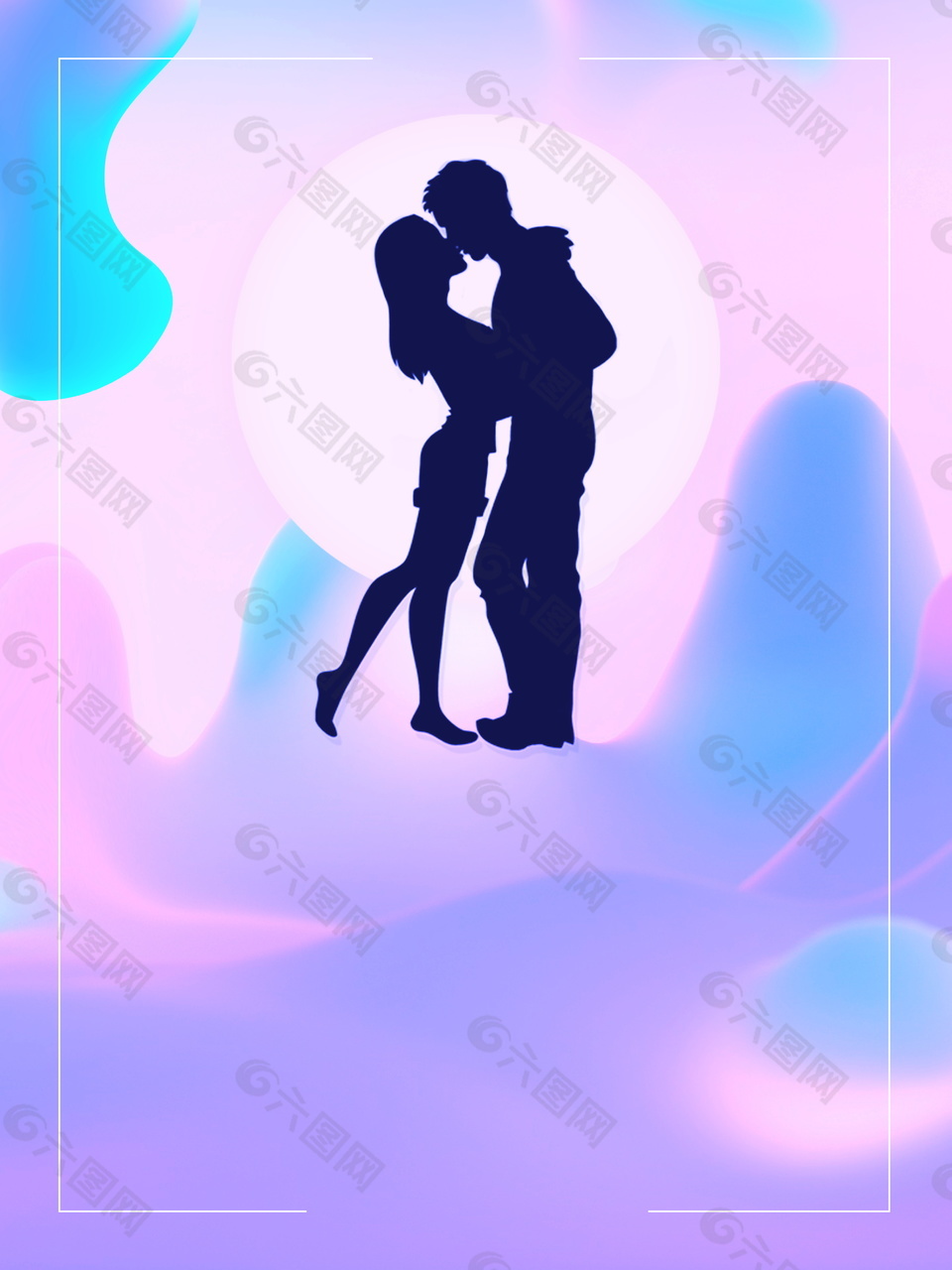 梦幻紫色国际接吻日背景素材