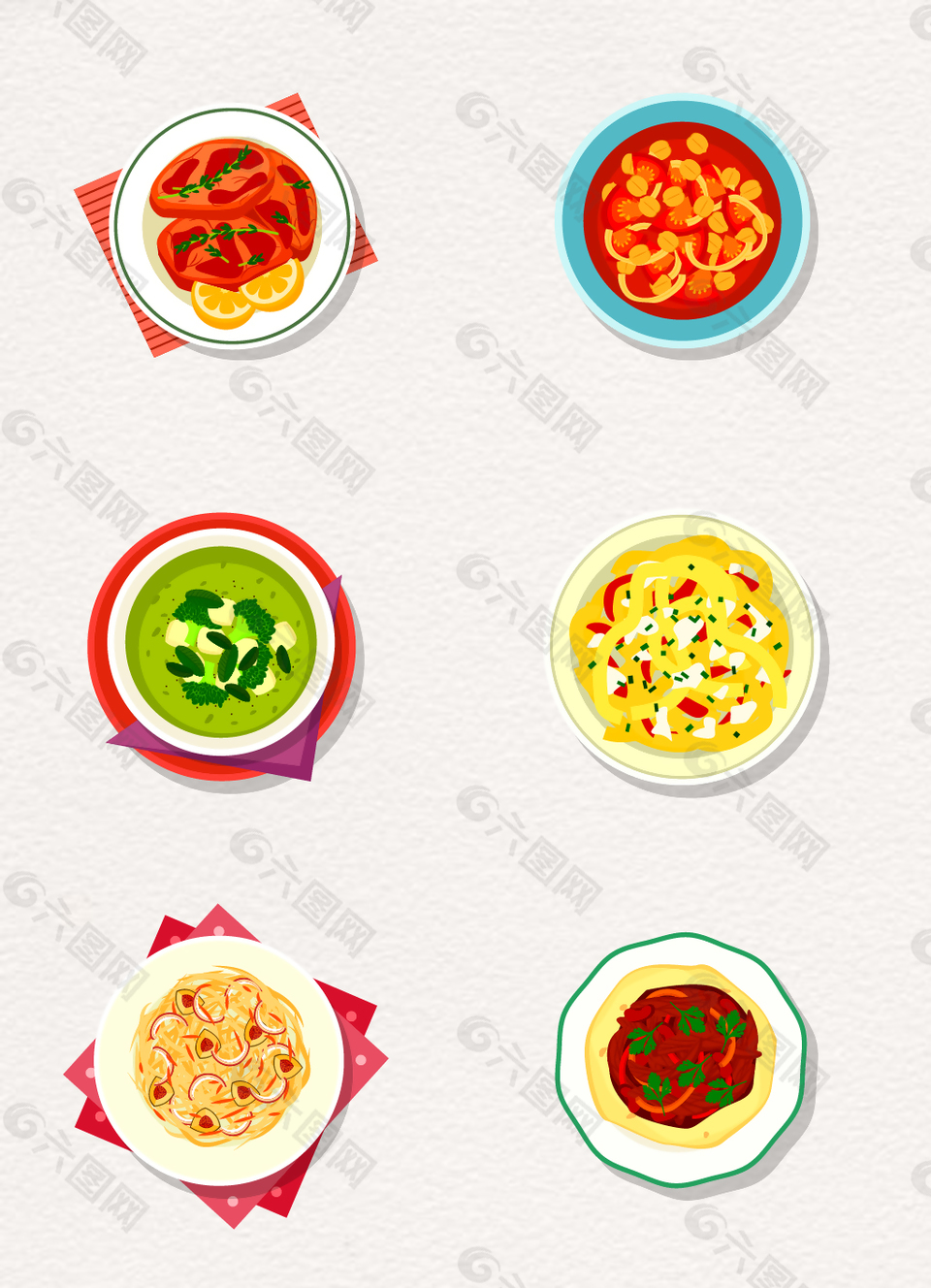 6款彩绘美食图片元素