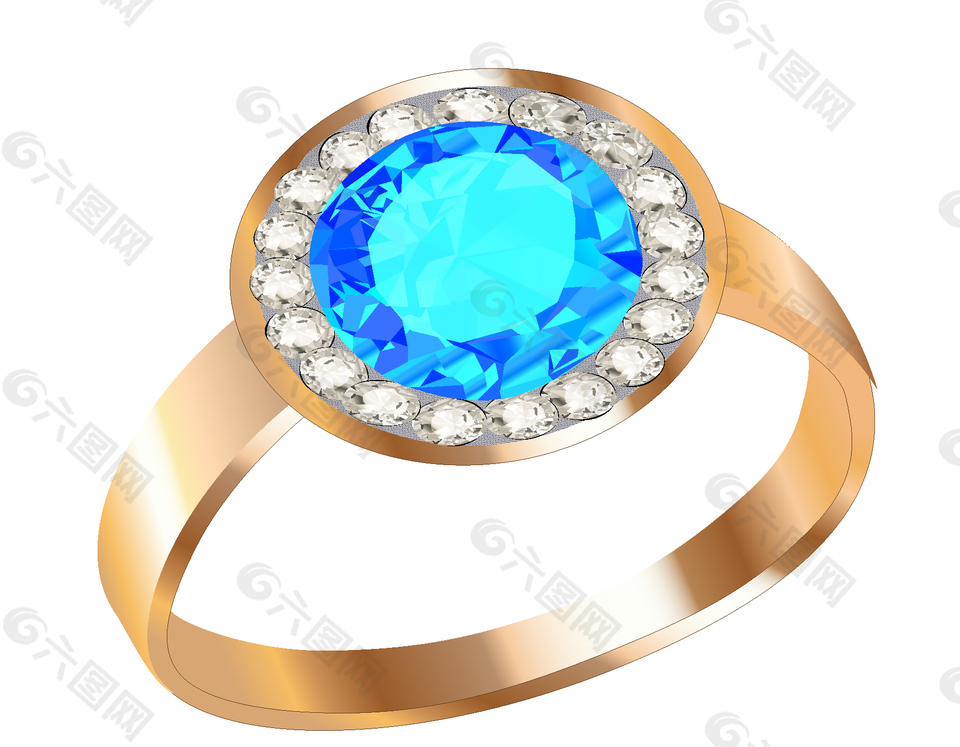 蓝色钻石戒指矢量元素