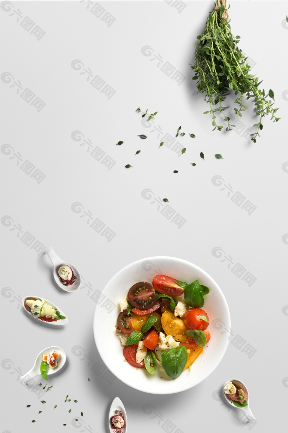美食节蔬菜水果沙拉背景素材