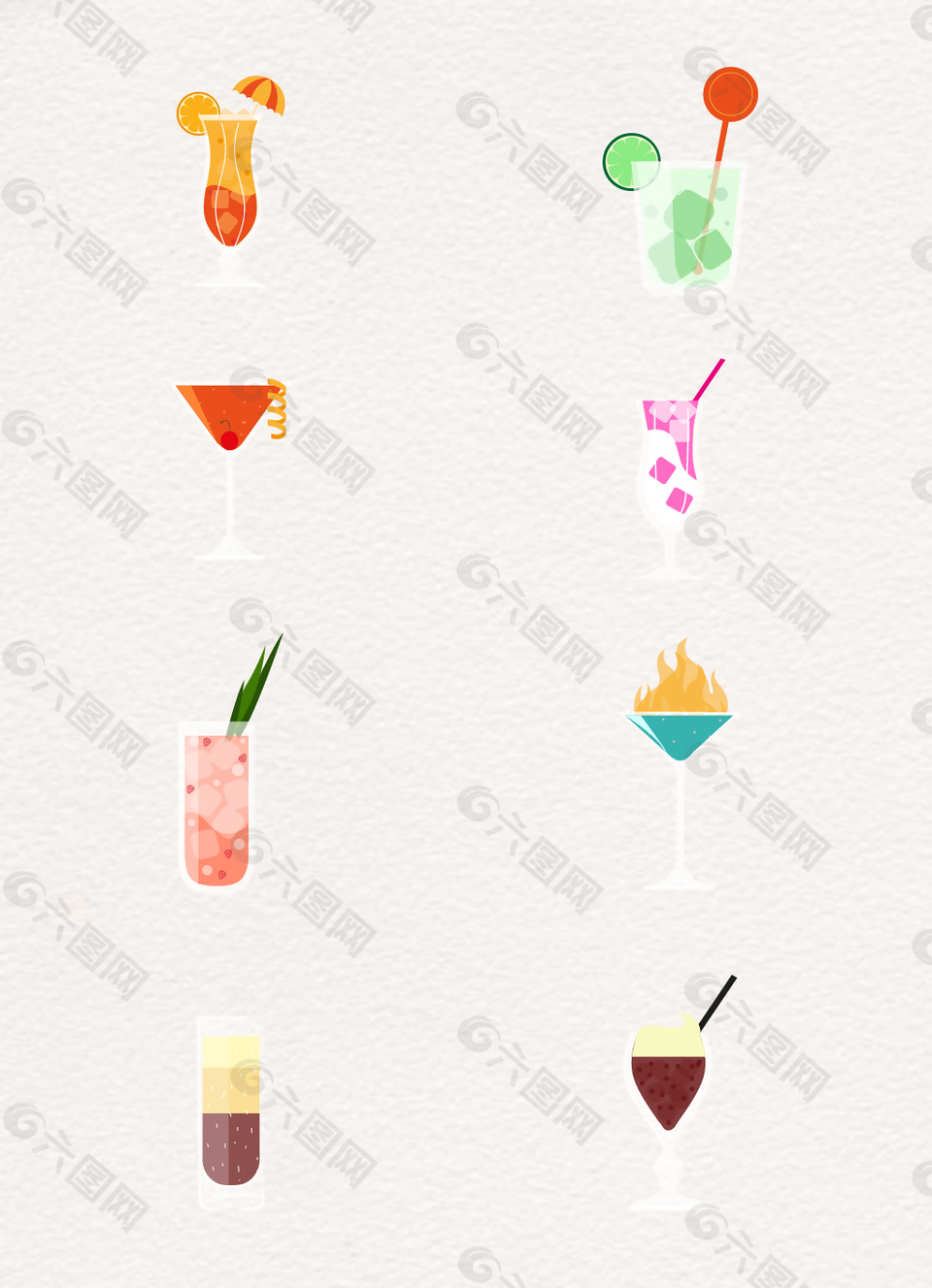 8款可爱夏日果汁饮品元素