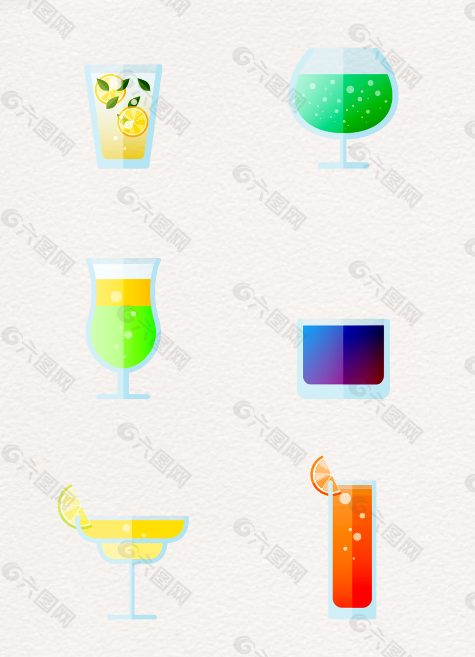 彩色扁平化果汁饮料设计素材