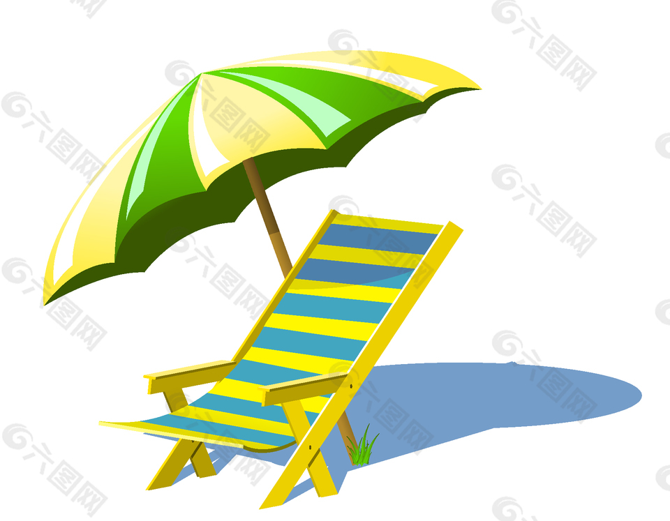 夏季小清新太阳伞沙滩椅装饰图