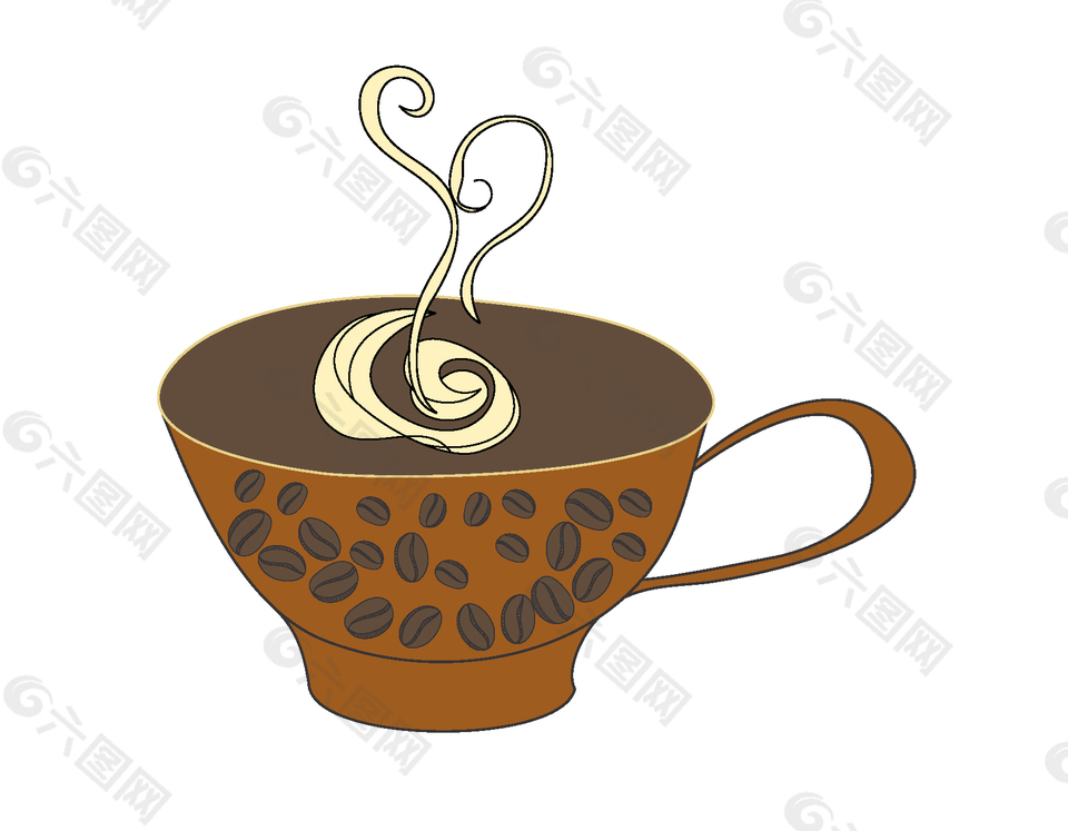 卡通手绘棕色咖啡杯矢量元素