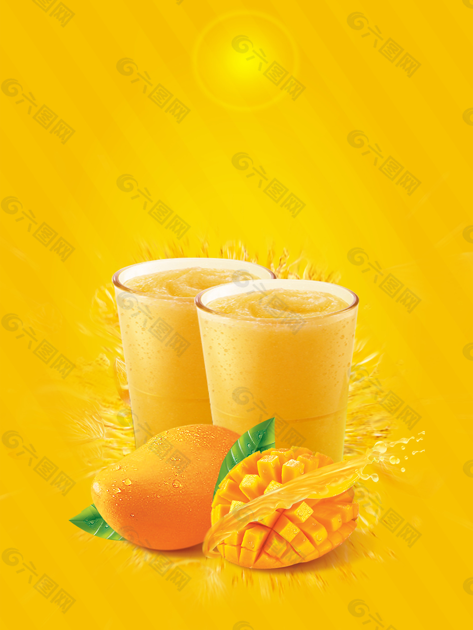 新鲜美味芒果汁饮料水果优惠背景
