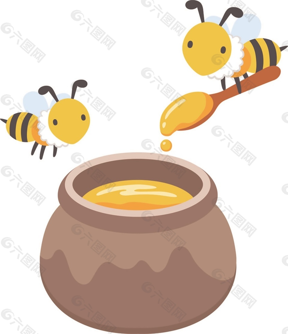 蜂蜜动物日系矢量素材