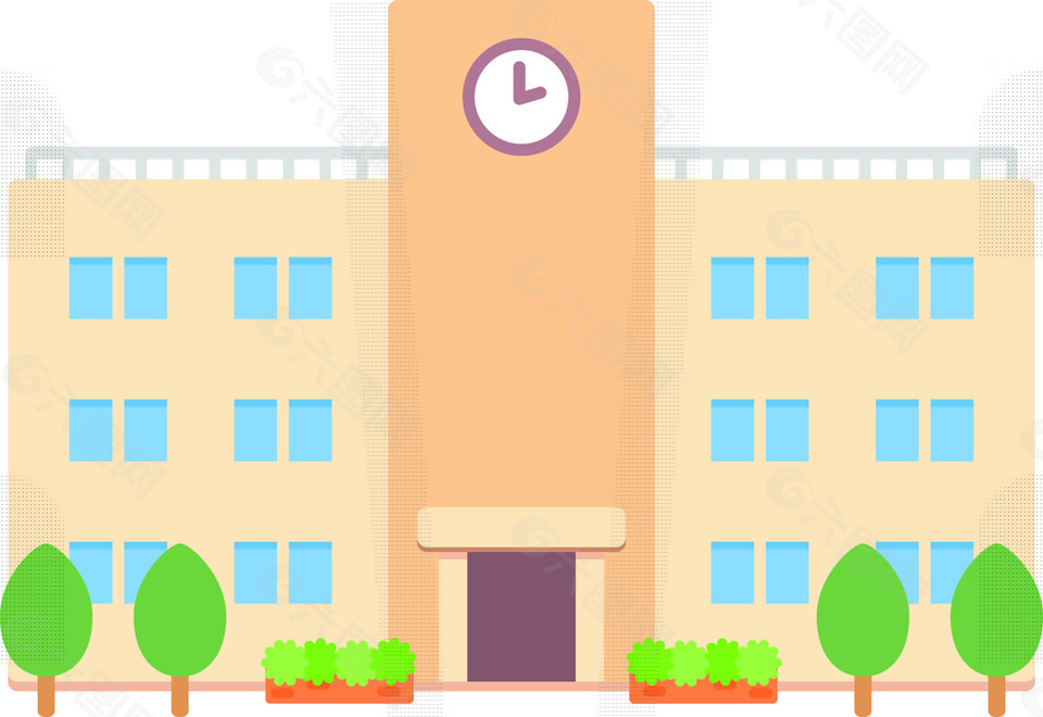 卡通建筑学校日系矢量素材
