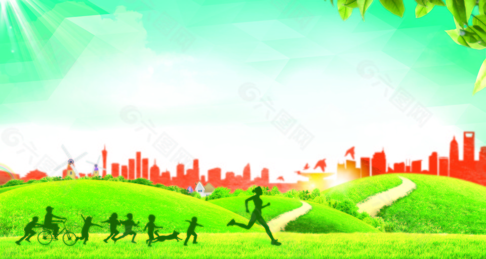 绿色健康运动海报背景