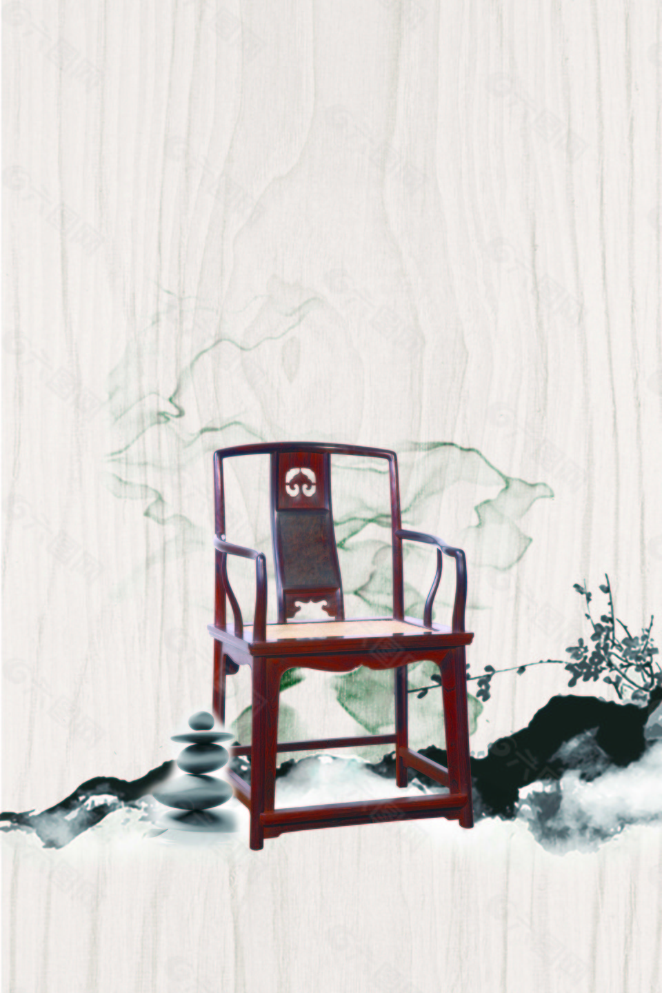 古典艺术椅子海报背景