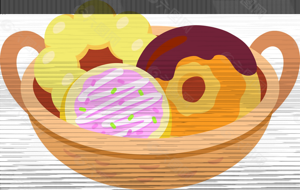甜甜圈日系矢量素材