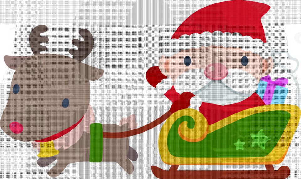 圣诞老人和麋鹿日系矢量素材