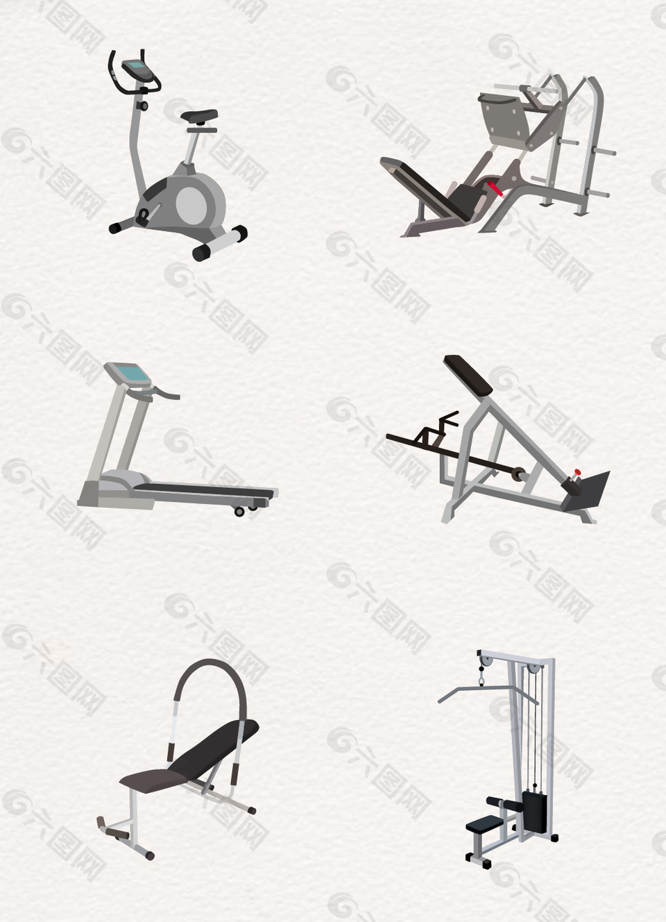 卡通健身器材跑步机矢量素材