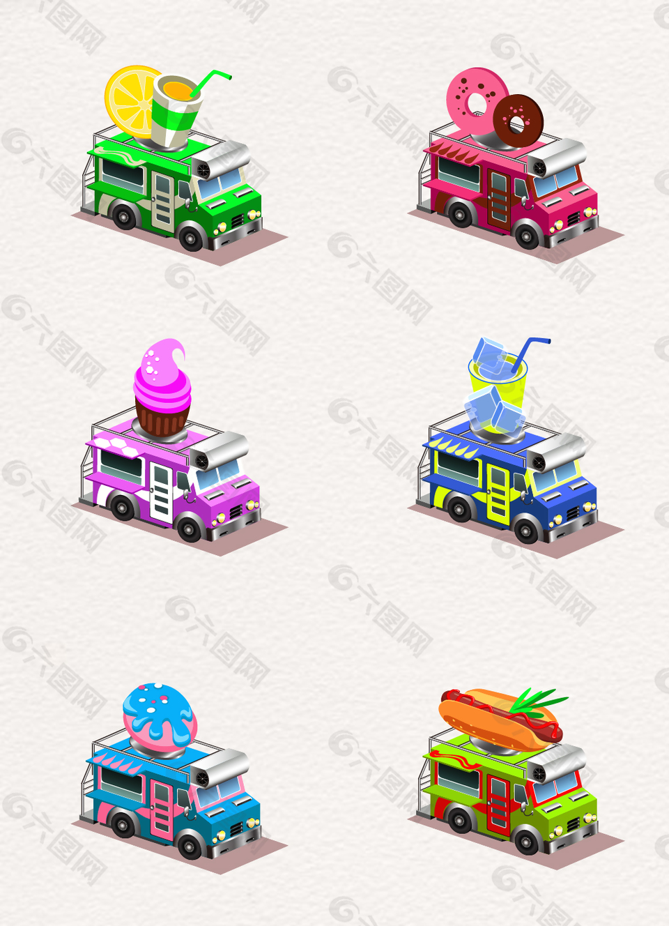 彩色手绘餐车设计