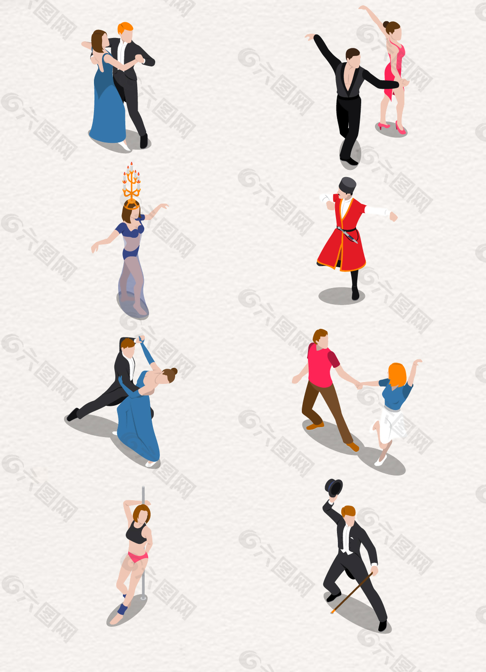 卡通跳舞的人矢量图