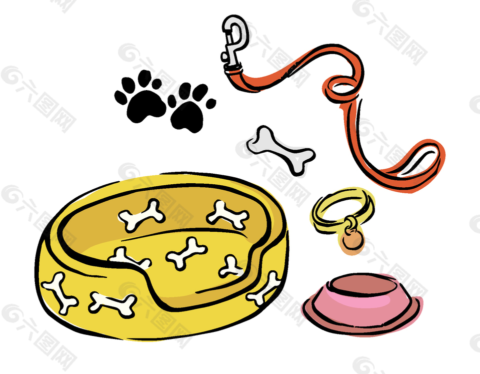 卡通宠物狗狗装备矢量元素