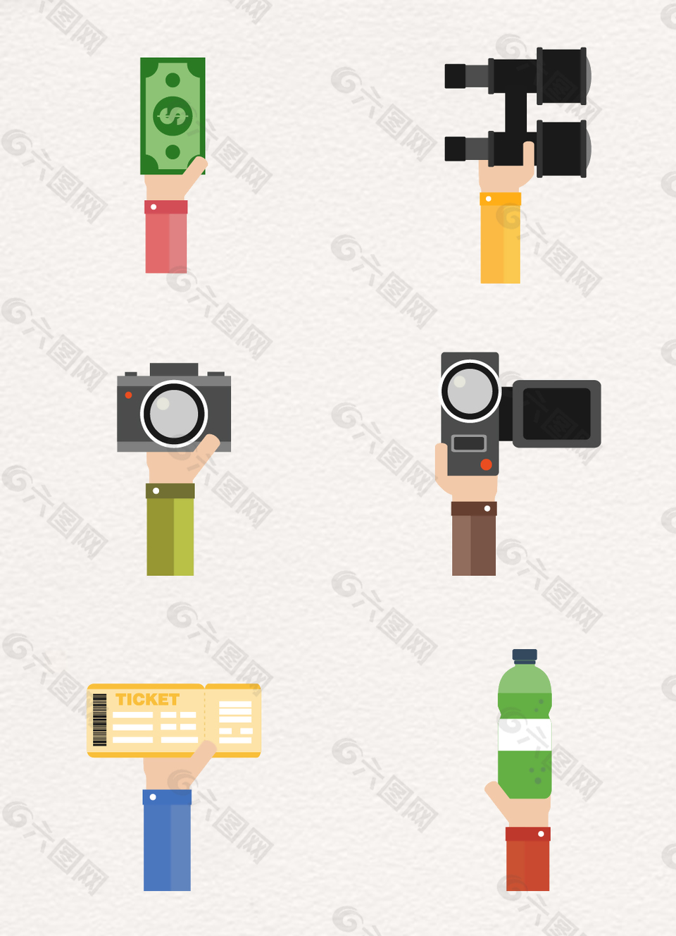 卡通扁平化旅行旅游设计元素