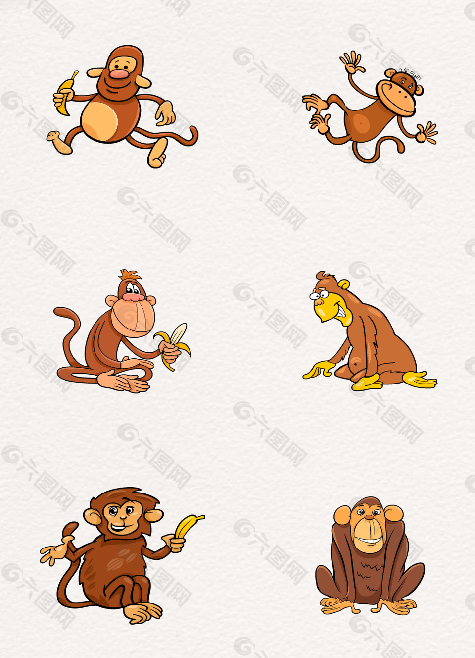 6款卡通动物园猴子矢量设计