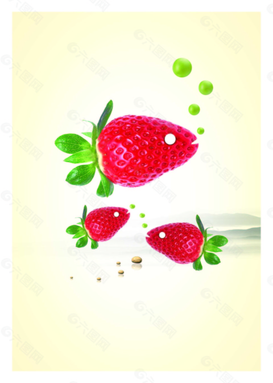 创意可爱水果草莓海报背景