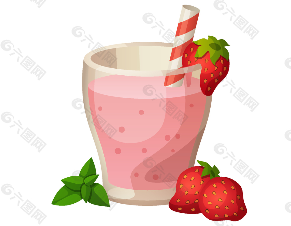 卡通草莓饮料矢量元素