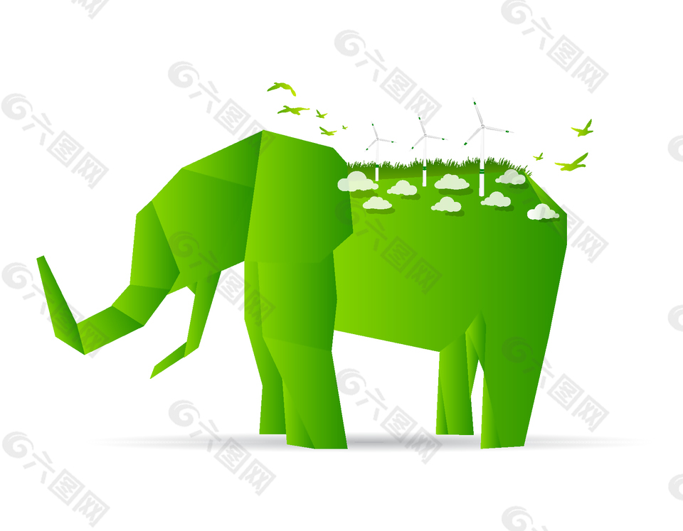 小清新大象环保有机元素