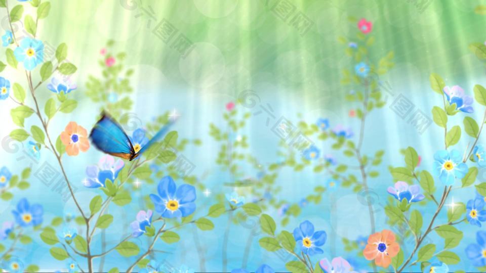 阳光下花丛中生机盎然的标志开场AE模板