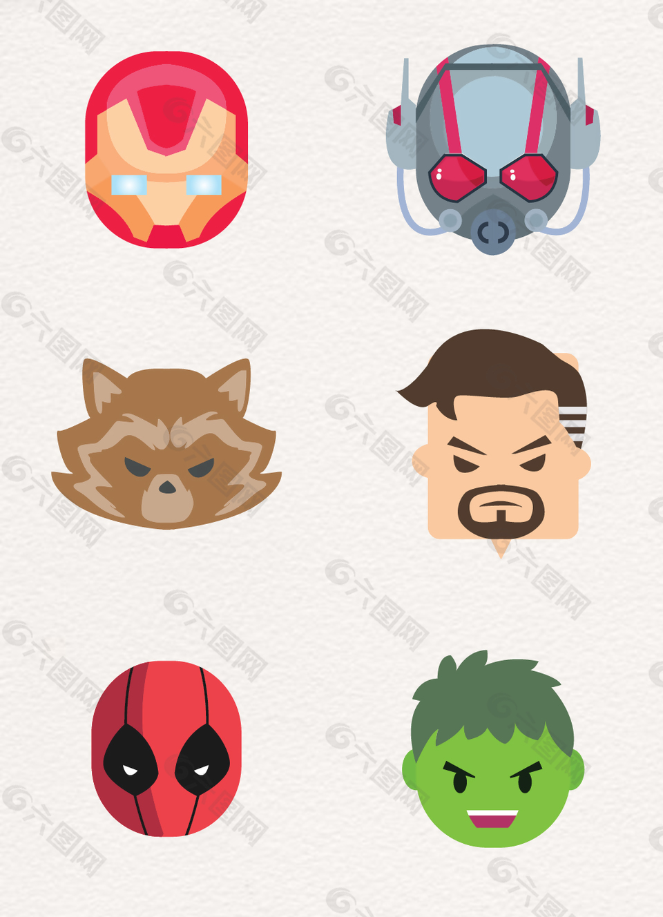 6款矢量漫威人物卡通头像