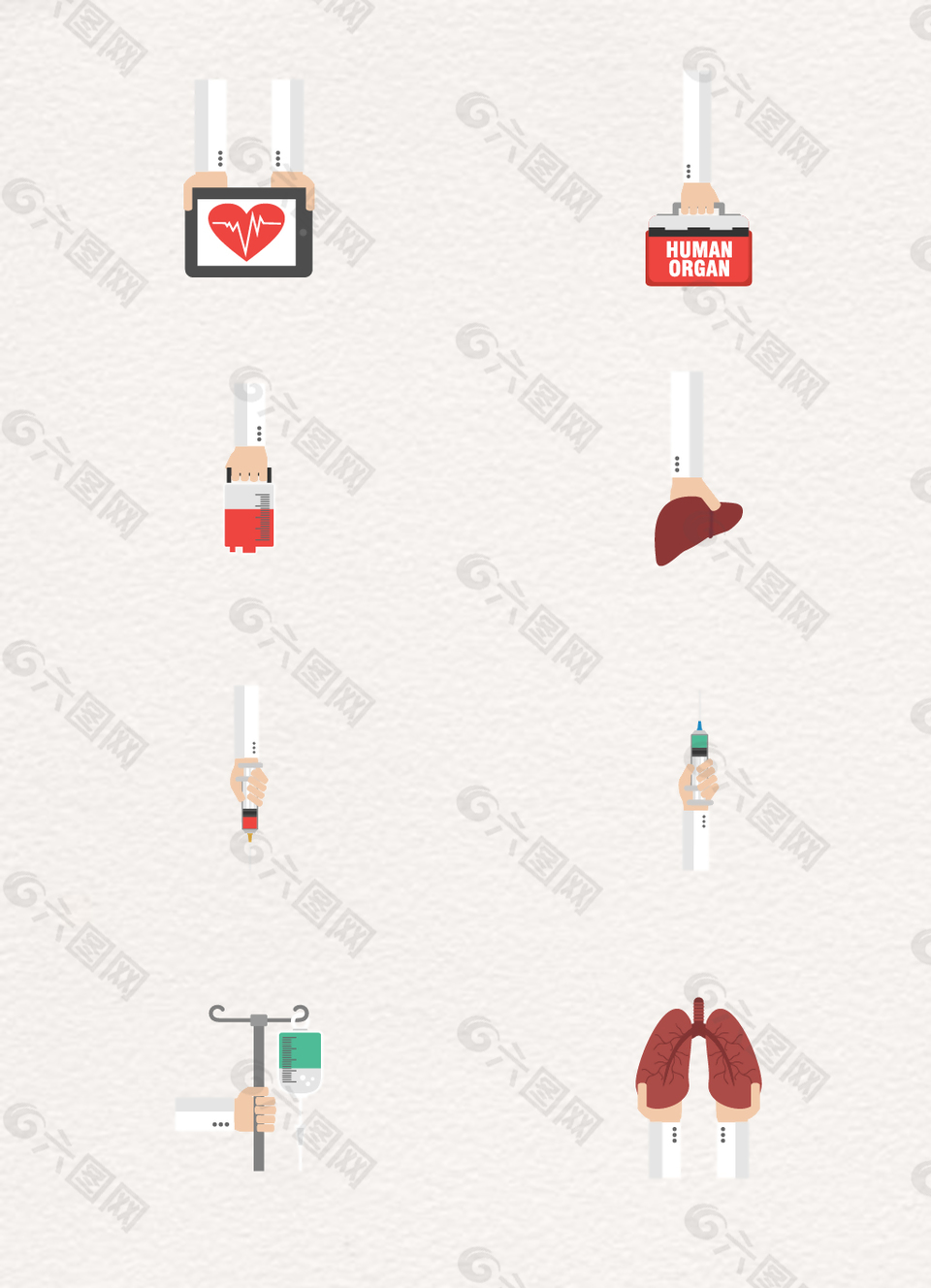 8款简约手和医疗元素矢量图