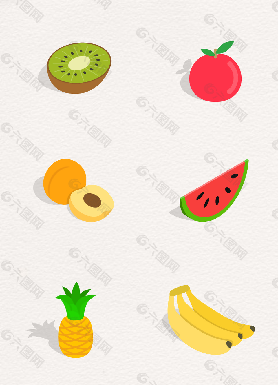 6款清新手绘水果设计元素