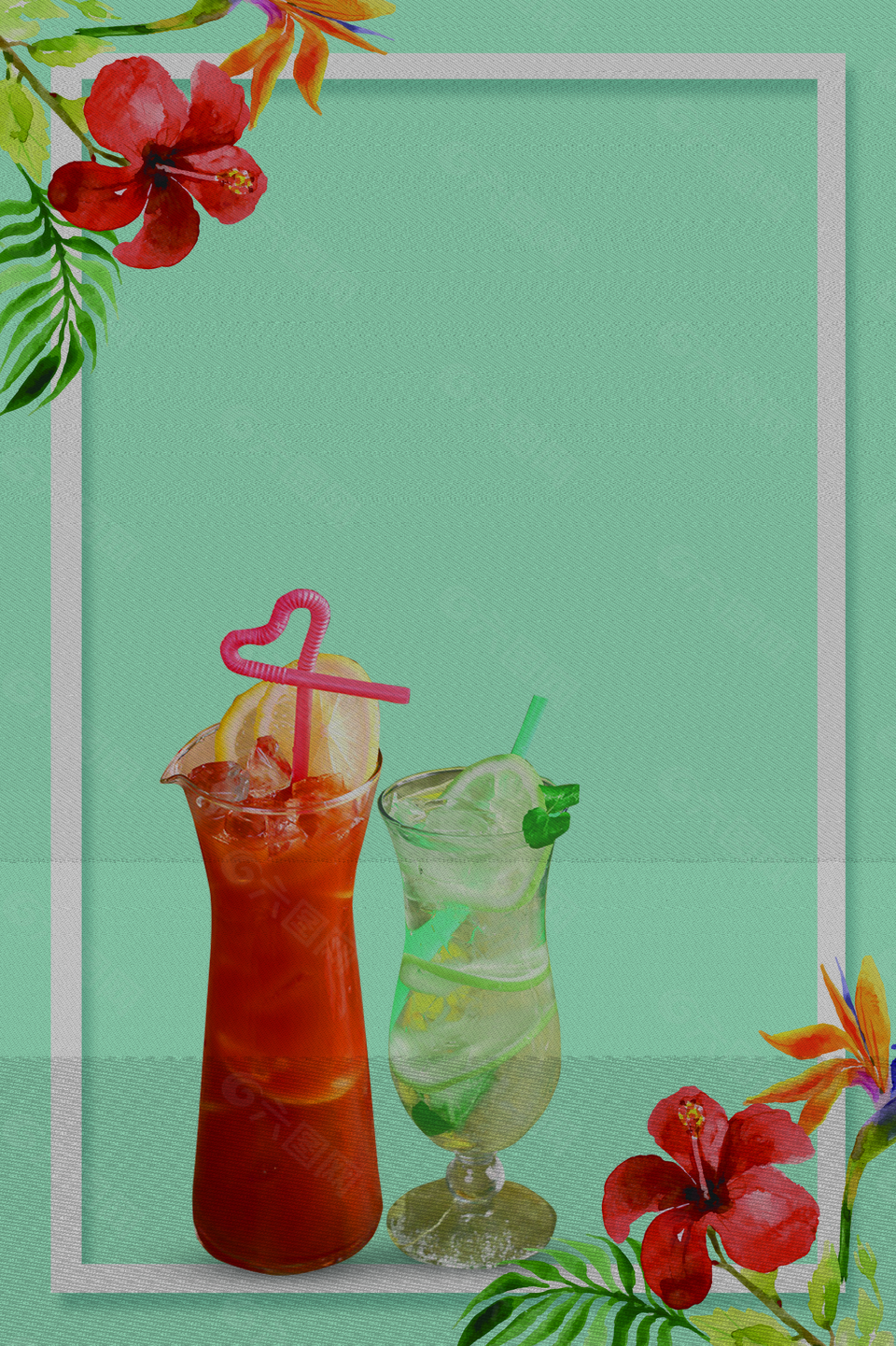 绿色清新果汁饮品海报背景素材
