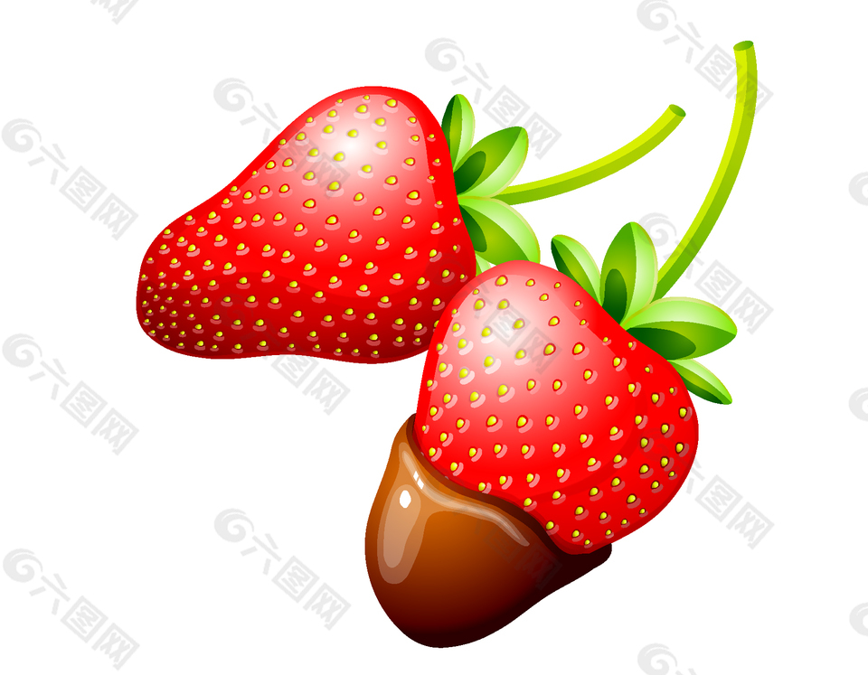 卡通新鲜草莓巧克力酱元素