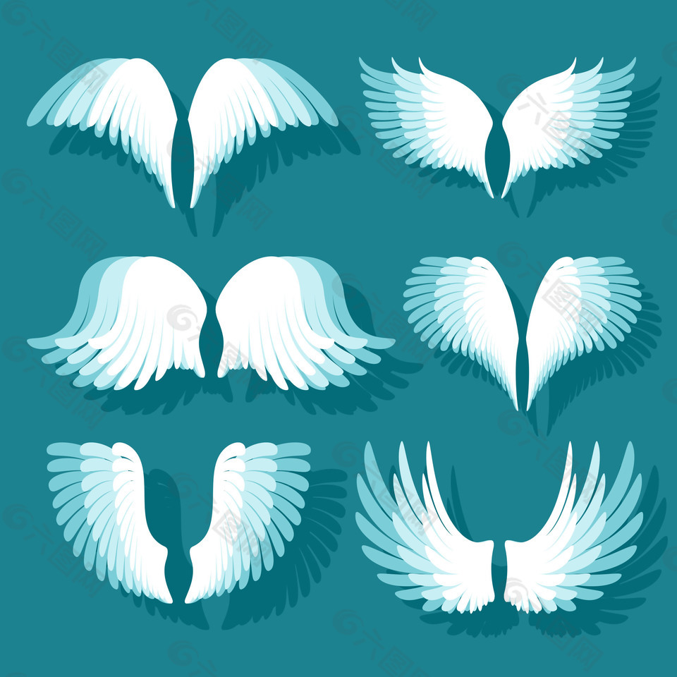 六双洁白的翅膀设计素材