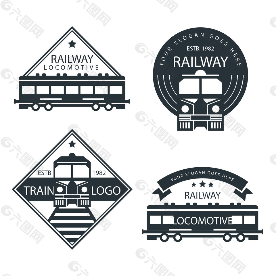 火车标志不同设计矢量素材