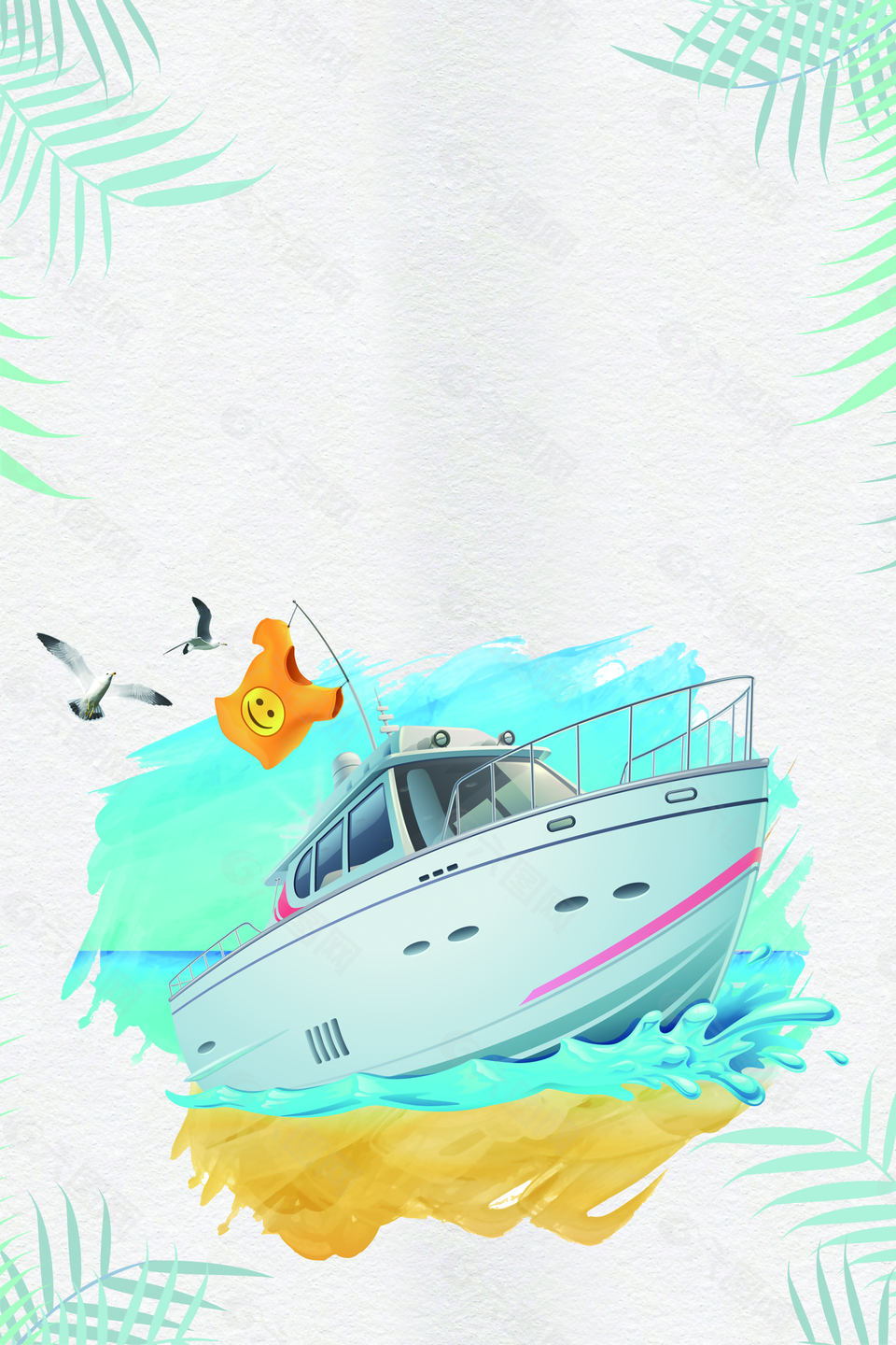 游轮出游海上旅游海报背景素材