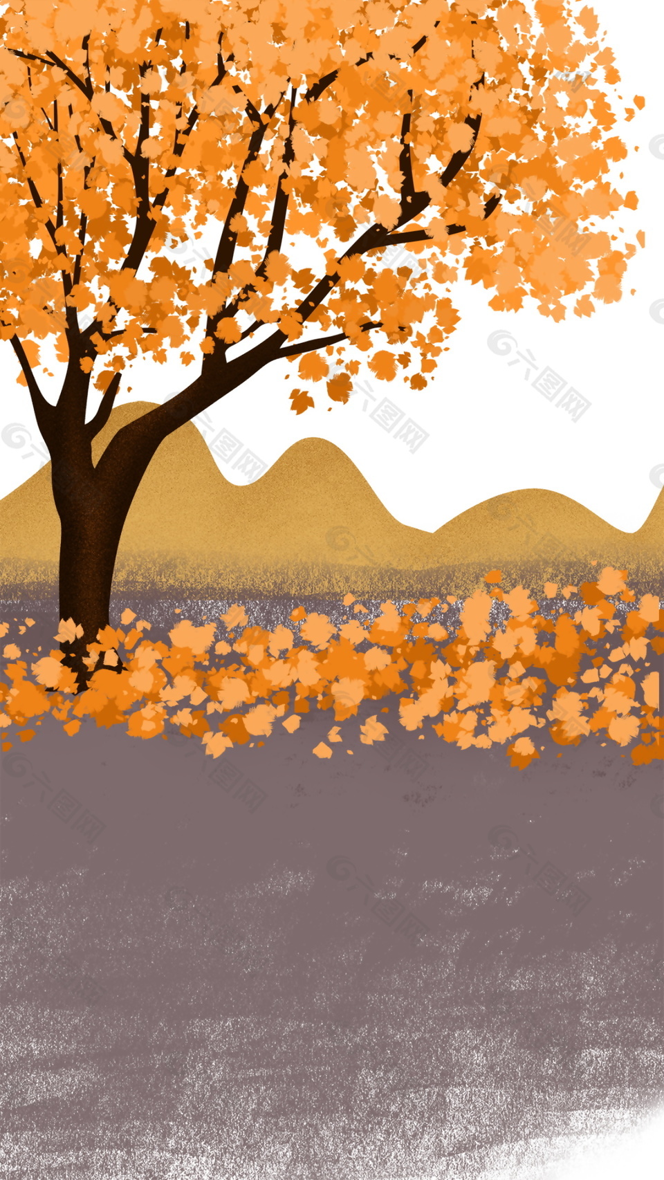 立秋节气大树落叶背景