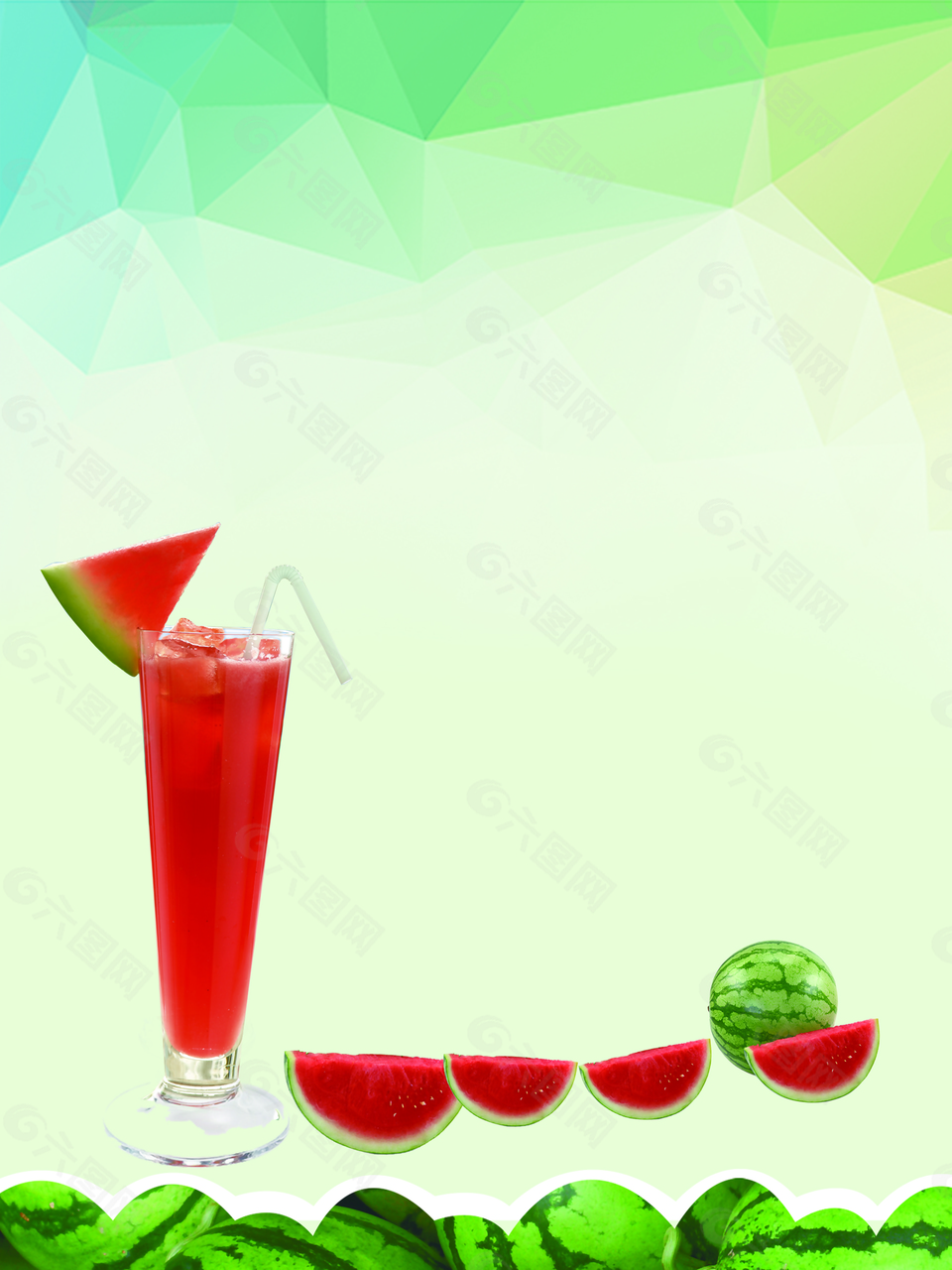 夏日西瓜汁海报背景素材