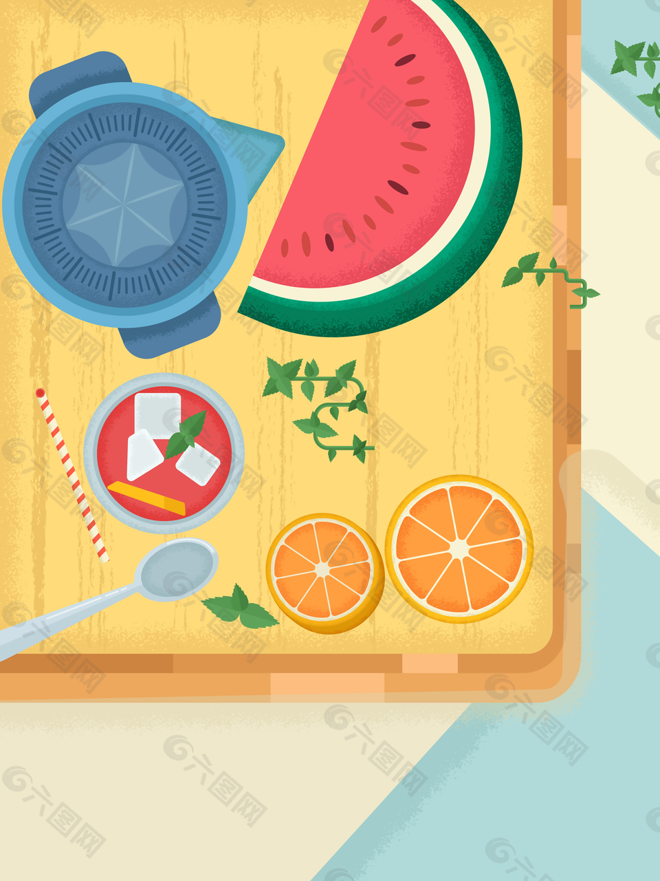 手绘二十四节气之小暑节气海报背景