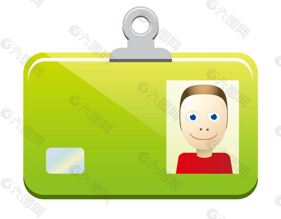 绿色卡通工作证胸牌矢量图
