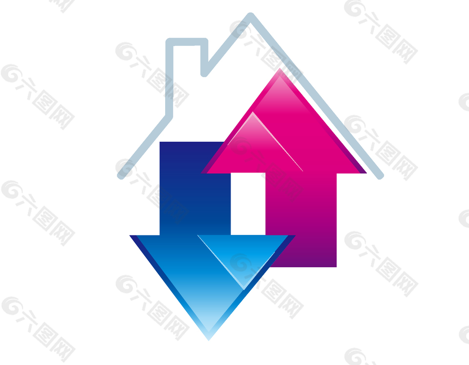彩色箭头创意房子矢量图